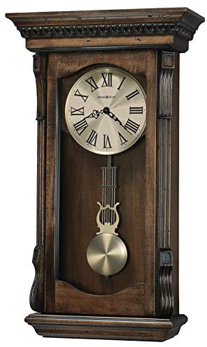Howard Miller Agatha Wall Clock – Wooden Pendulum Clock with Triple-Chime Quartz Movement, Battery Operated, Acanthus Molding Detail