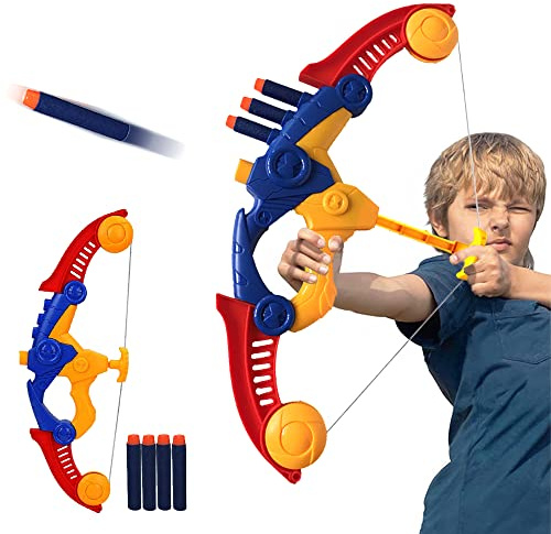 WenToyce Soft Arrow Bow Set for Kids Beginner, Easy Foam Archery Kit for Starters, with 4 Soft Darts Arrows, Safe Outdoor Indoor Shooting Games Activity for Toddler Boys Girls (Red)