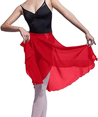 Hoerev Adultes Pure Wrap Jupe, Jupe Ballet Ballet Danse Dancewear,Rouge,S