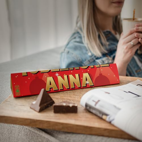 Toblerone Weihnachtsgeschenke Personalisiert mit Namen - Personalisier diese Toblerone mit Namen und Botschaft, Milchschokolade mit Honig und Mandelnougat (360 Gramm - Weihnachten)