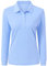 AjezMax Damen Sports Poloshirt Langarm Piqué-Polo Baumwolle Polohemd Atmungsaktiv Basic Golf Polo Shirt Medium Blau