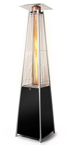 Suinga Poêle extérieur à gaz pyramide, poêle de terrasse noir, chauffage patio au gaz butane et propane 13 kW
