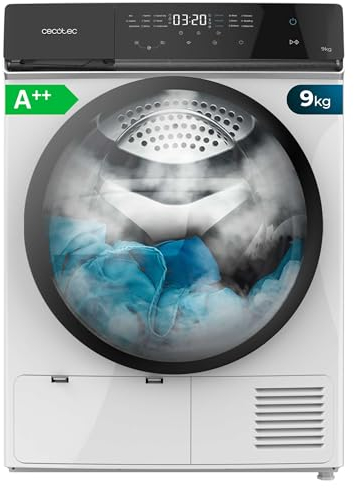 Cecotec Secadoras Bolero DressCode Dry 9400 A++. Secado Automático, Bomba De Calor, Capacidad 9Kg, Clase A++, Full Touch, 15 Programas, Tambor Acero Inoxidable, KidLock, Función Delay Start