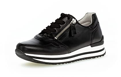 Gabor Damen Low-Top Sneaker, Frauen Halbschuhe,Wechselfußbett,Komfortable Mehrweite (H),Sportschuhe,Laufschuhe,schwarz (S.s/w),39 EU / 6 UK