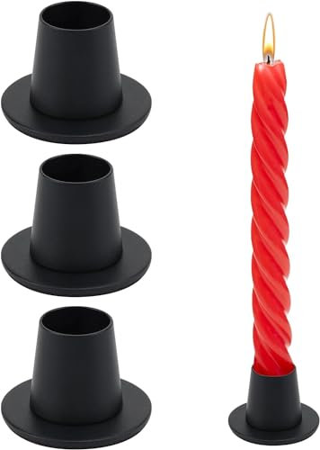 4 Stück Kerzenständer Kerzenhalter Candle Holder Metall Kerzen Ständer für Spitzkerzen Retro Kerzenleuchter Matt Schwarz für Dinner ständer Hochzeit Vintage(5x5x3,4cm)