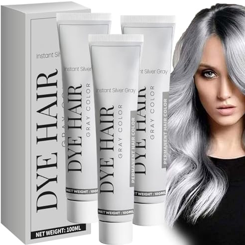 Silbergraue Natürliche Haarfärbecreme, Modische Permanente Haarfarbe, Hellgraue Silberfarbcreme - Für Graue Haarfarbe (3 Stk.)
