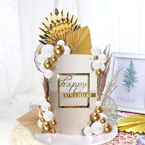 29 Pièces Décoration Gâteau Or Happy Birthday Cake Topper Bohème pour Anniversaire, Mariage, Baby Shower