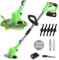 Akku Rasentrimmer mit Akku, 21V Akku Rasentrimmer mit Akku und Ladegerät,3 Klingentype,Teleskop-Stiel, Akku Freischneider Elektrischer Elektro Trimmer Gartenkantenfräser für Garden (1*Batterie)