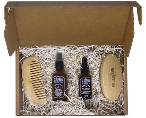 DRJACKSON KIT BARBAS MALETÍN – Set completo para el cuidado de la barba, incluye productos esenciales en un práctico maletín, ideal para mantener la barba suave, hidratada y bien cuidada.