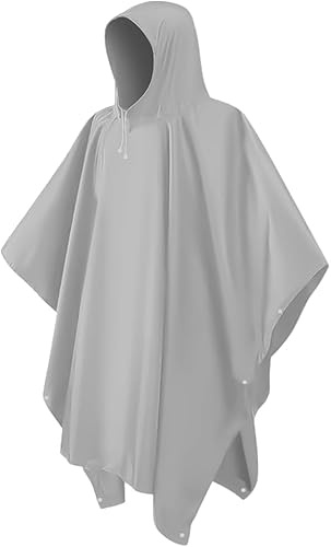 CHGANG Waterproof Poncho Adult, EVA Reusable Rain Poncho Lightweight Waterproof Raincoat Emergency with Hood for Outdoor Hiking Camping Cycling Traveling