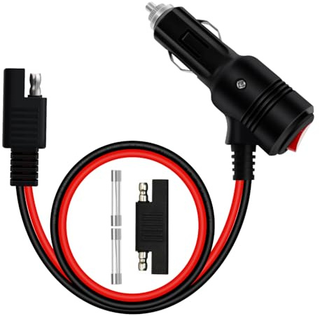 YINGAYOU SAE a Encendedor Cigarrillos con Interruptor 12V 24V Conector SAE a Mechero 14AWG 20A con LED per Auto, Moto, Barche (1 m)