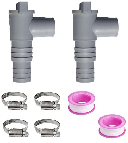 Juego de 2 Grifo de paso para piscinas 32mm,Juego De Conexión De Accesorios De Piscina,Válvulas de Piscina Válvula de Cierre,grifo de paso de piscina Con 4 Schlauchklemmen,Grifo De Cierre para Piscina