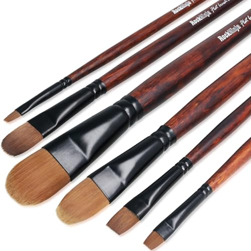 Konstnärspensel set, professionella hårborstar av nylon med långa handtag – idealiska konstborstar för akryl, vattenfärg, olja, kreativ kroppsfärg, dekoration och gouache-målning (6)