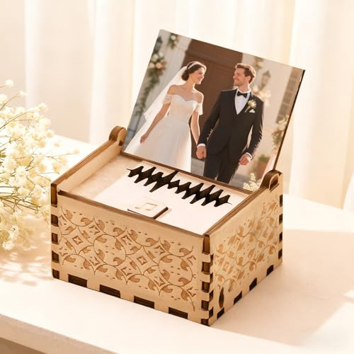DGJSSK Caja de Música Digital Personalizada, Caja de Música de Madera con Foto a Medida, Personalizado para Navidad, Cumpleaños, Aniversarios y San Valentín
