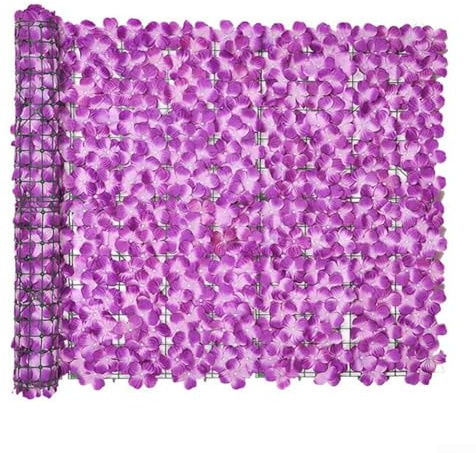 Paneles de valla de jardín de hortensias artificiales realistas, flores de plástico y seda, varios colores, 50 x 100 cm o 50 x 300 cm, para boda, patio y jardín (50 x 300 cm, morado)