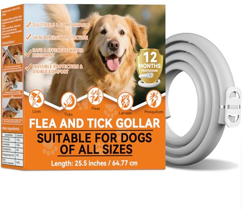 Collare Antiparassitario per Cani, 8 mesi di protezione contro pulci, zecche e zanzare, collare antipulci regolabile e impermeabile per cani di piccola, media e grande taglia, 65 cm