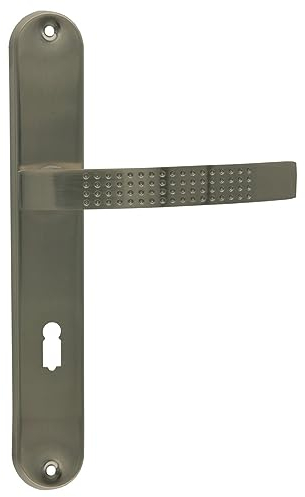 domino Türgriff 72 Drückergarnitur BB-Buntbart Set Langschildgarnitur Türklinke für Zimmertür, Bürotür, Kellertür & Innentür L-Form Türbeschläge aus Aluminiuml Nickel ALMA ECO M9