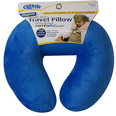 Cloudz Oreiller de Voyage Double Confort en microbilles pour Enfants – Bleu