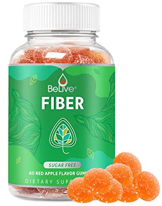 Fiber Gummies with Sugar-Free Prebiotic & High Strength Inulin - Fiber Supplement, Weight Control, Digestive Support for Kids & Adults - Apple Flavor (60 Ct) (1 Pack)