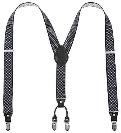 Lafayon Bretelle Uomo 4 Clips Y-Back Larghezza 3,5 cm Elastiche Regolabili e Robuste con Clips Resistenti in Metallo