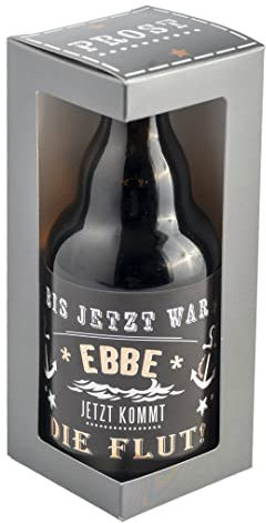 Jack`s Bierflasche ANGLER Bis jetzt war Ebbe - Jetzt kommt die Flut! mit Geschenkverpackung 0,33 l/Männergeschenk/Zum Geburtstag/Party/Angler