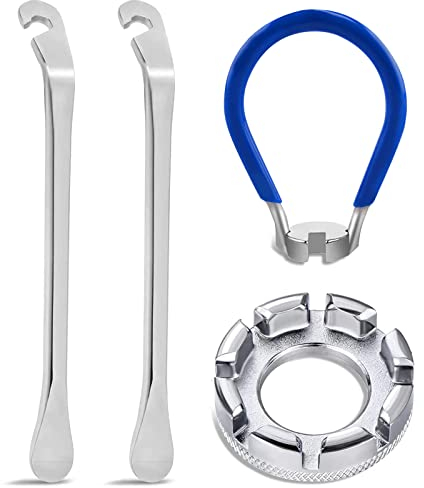 Fahrrad Speichenschlüssel aus Stahl, Größe 10-15 Universal Speichenspanner für Fahrrad Rad Zentrierer Nippelspanner Spannschlüssel mit Bike Reifenheber Speichenschlüssel Fahrrad Werkzeuge