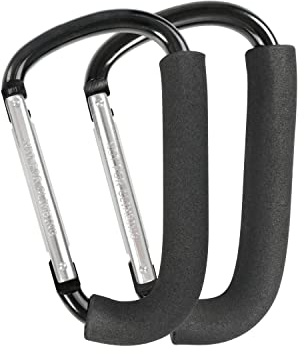 Stroller Hooks, 6.3 Large Stroller Clip, 2 Pack Stroller Hooks for Hanging Bags and Shopping, Stroller Accessories for Mommy, Large Carabiner
