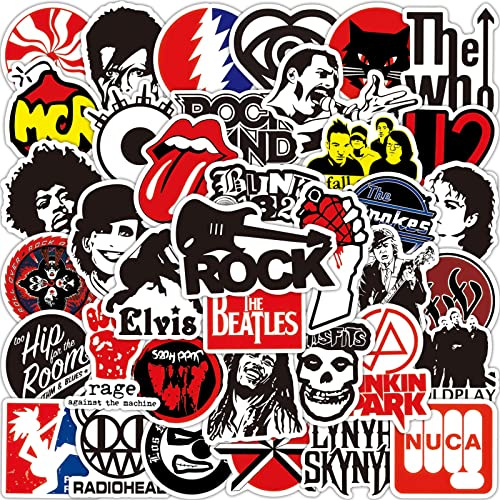 100 Uds música Rock and Roll Pegatinas para maleta, monopatín, ordenador portátil, botellas de agua, coche, adolescentes, niños y niñas, impermeable
