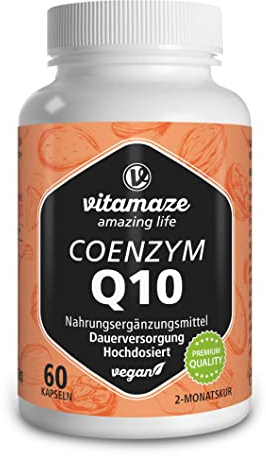Coenzym Q10 hochdosiert, 200 mg pro Kapsel, vegan, 60 Kapseln für 2 Monate, 98% Ubichinon mit optimaler Bioverfügbarkeit, ohne unnötige Zusatzstoffe, Made in Germany