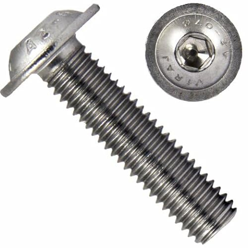 25 tornillos de cabeza alomada con brida y hexágono interior, tornillos galvanizados, inoxidables, tornillos de cabeza plana, tornillos de cabeza redonda (M8 x 10)