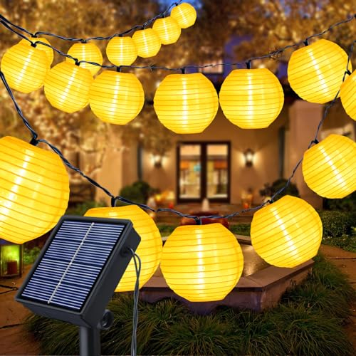 Fohil Guirlande lumineuse solaire d'extérieur de 6 m avec 20 LED - Étanche - 8 modes - Éclairage de Noël pour jardin, balcon, arbres, pelouse, fête, cour