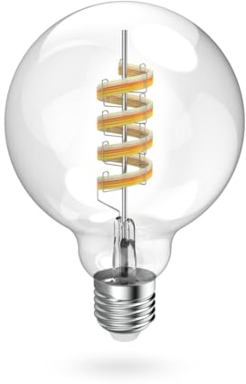 Hama smarte Glühbirne E27 (smarte Lampe RGB und weiß, Filament-Lampe G95 Globeform, dimmbare WLAN Lampe, Matter kompatibel für z.B Alexa, Google Assistant, Apple Home, Smart Things)