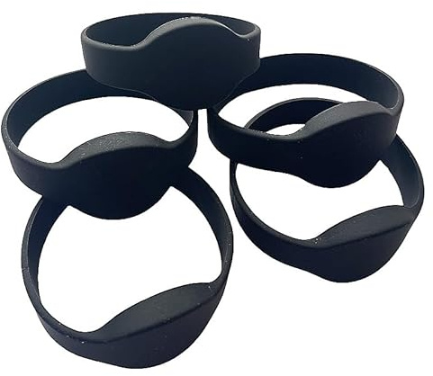 5 T5577 de silicona impermeables para la muñeca y pulsera, RFID regrabable de 125 kHz (Adulto Unisex) (Negro)