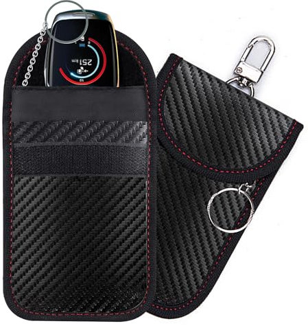 YUNYU Anti Theft Faraday Pouch for Keys, 2-Pack Signal Blocker Bags for Key Fob, Keyless Entry Remote Protection Case for Vehicle Security