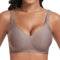 Cavotor Women Seamless Bra Non Wired Push Up Support Bras for Saggy Breasts Wireless T Shirt Soft Comfort Ladies V Neck Padded Bralettes with Extender (Coffee,3XL)