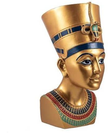 Inmaculada Romero IR Nefertiti Reina Antiguo Egipto Busto Figura 25 cm. Escultura Dorada Estatua