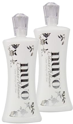 Nuvo Deluxe Adhesive - 120ml (4 fl oz) - Silky White Formula, Dries Crystal Clear - Water-Based, Low-Crinkle Effect (Pack of 2)