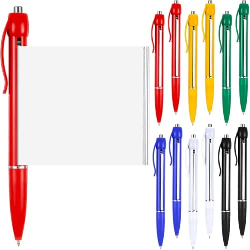 Osmond 12pcs Roll Paper Pens Retractable Pull-Out Banner Pens for School Office Multicolor Ballpoint Pens with Roll Paper