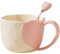 VollfitYYu Herz Kaffeetasse Porzellan Kaffeebecher mit Löffel Relief Herzen Muster Teetasse Keramiktasse für Valentinstag Muttertag Hochzeit Frauen Mädchen Mama Freundin (Rosa)