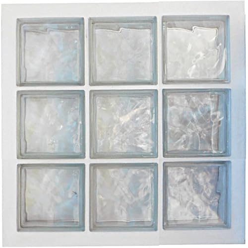 Panel prefabricado con cemento hidrófugado, uso vertical | N. 9 bloques de vidrio (3x3) mm 190x190x80 ondulado transparente | Dimensión 670x670 mm | Unidad de venta: 1 panel