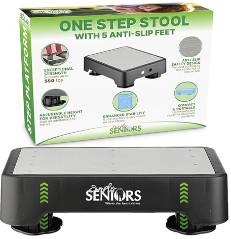 Small Step Stools for Adults - Grey Small Mobility Aid for Seniors - Portable Heavy Duty Plastic Stepping Platform & Bed Steps for High Beds for Adults - Assist Device Kitchen Bathroom Toilet - Kids