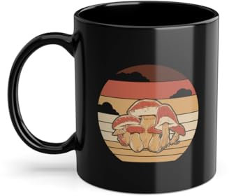 Retro Food Cerca Cacciatore Tazza Di Caffè | Identificazione Raccogliere Funghi Caccia Tazza Nero (08543C)