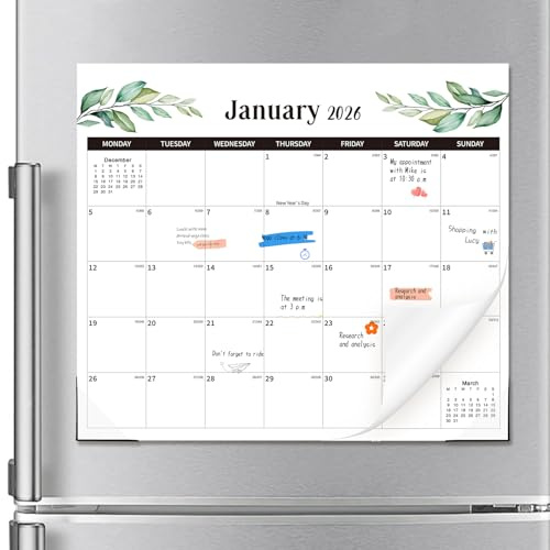 2026 Magnetic Calendar for Fridge, Fridge Calendar from Jan. 2026 to Jun. 2027, Tear-Off Refrigerator Calendars 18 Months Month to View for Daily Monthly Plan, 33 X 29 cm