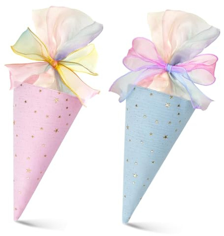 2 Stück Schultüte Jungen Mädchen Schultütes Klein Zum Befüllen Geschwister Schultüte Geschwister Schultütes Zuckertüte Mädchen Klein Schultüten Bastelset Schulstart Einschulung Schulanfang Party Deko