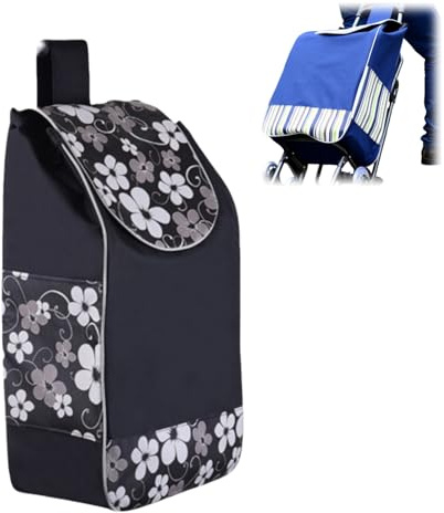 Borsa per la Spesa in Tessuto Oxford, Borsa di Ricambio Pieghevole per Carrello, Borsa per la Spesa di Ricambio Pieghevole Impermeabile per Carrello della Spesa (nero)