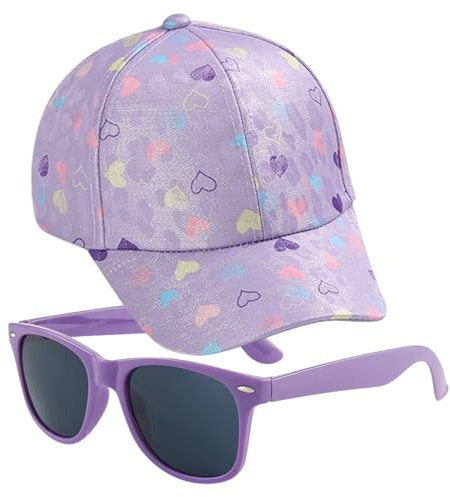ZXTGBQ Gorra de Béisbol para Niñas, Gorra Niña, Gafas de Sol, Gorras Ajustables con Visera, Protección Solar UV, Sombrero Verano, Regalo Niña 3-8 Años