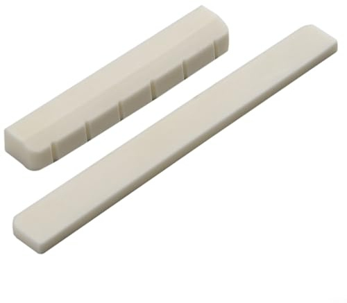 Konzertgitarre Stegsattel und Sattel Set 6 Saiten echte Knochen Ersatzteile für Gitarre Steg mit 80mm Sattel 52mm Mutter Weiß Akustikgitarre Zubehör