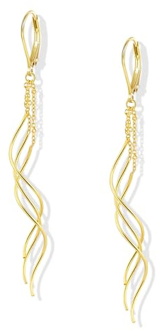 ALEXCRAFT Boucles d'Oreille Longues Femme Or, Boucle d'Oreille Pendantem Goutte, Design Classique en Spirale, Post en Argent 925, Hypoallergénique, Plaqué or 14 Carats, Mariage Bijoux Cadeaux