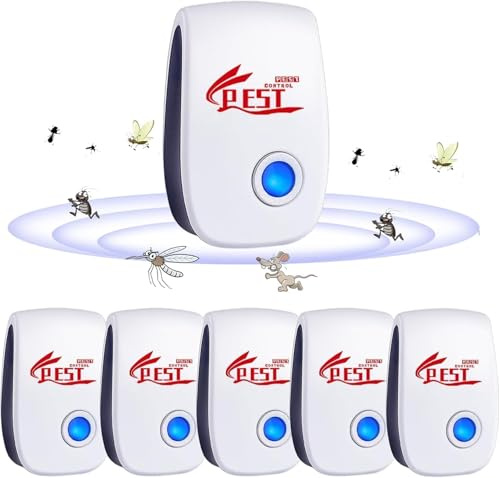 Répulsif Ultrason Anti-Rongeurs Insectes, 6 pcs Ultrason Anti Moustique Ultrason Souris et Rats, Intérieur Répulsif Électronique Insectes pour Souris, Rats Fourmis Araignées Moustiques