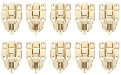 SHINEOFI Lot de 10 Moraillons en Fer Doré, Loquets à Bascule Compacts pour Boîtes à Bijoux et Meubles en Bois, Fermeture Sécurisée pour Bureau, Maison et Magasin